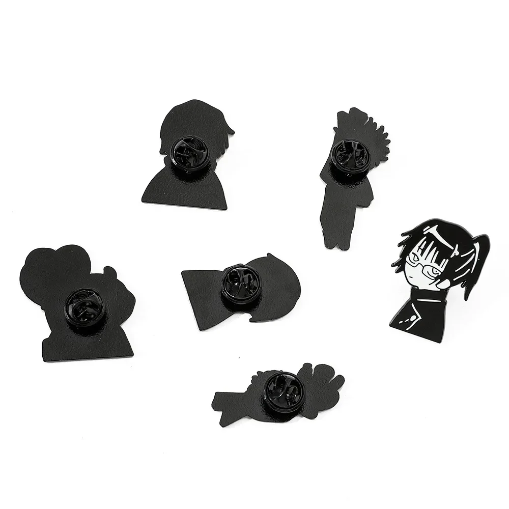 Jujutsu Este Pin Esmalte Série Kaisen, Anime Fantasia, Personagem Bonito, Preto, Branco, Estilo Quadrinho, Casaco, Emblema de Lapela, Presentes Jóias