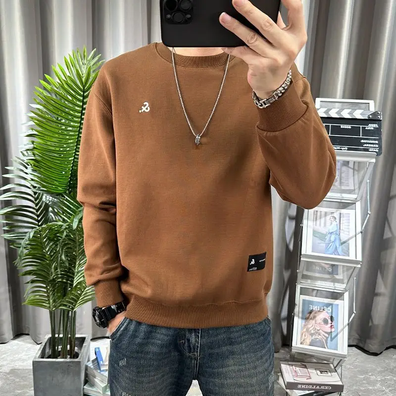 Lente Herfst Heren Trendy Eenvoudige Casual Print All Match Sweatshirt Y2K Streetwear Ronde Hals Lange Mouw Losse Trui Hoodies