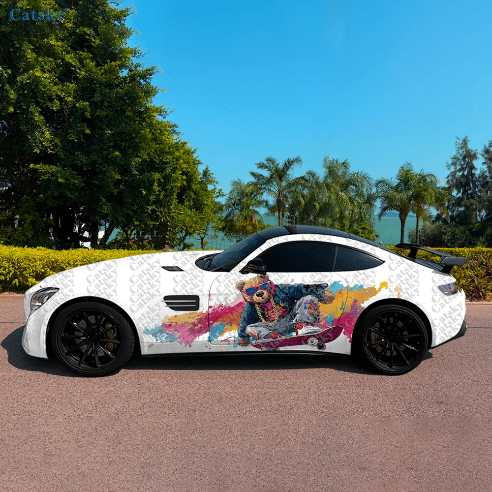 

Gold Chain Bear Skateboard Car Vinyl Wraps Decal Self-adhesive PVC Sticker Suitable for Trucks SUV Decor Auto Accessories Gift