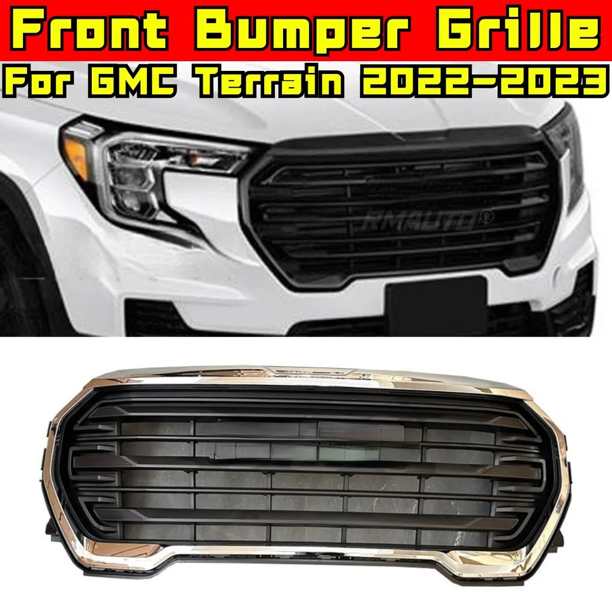 Car Bumper Grill Decorative Strips Racing Grille Black Body Kit Front Bumper Grill For GMC Terrain 2022-2023 Car Accessories
