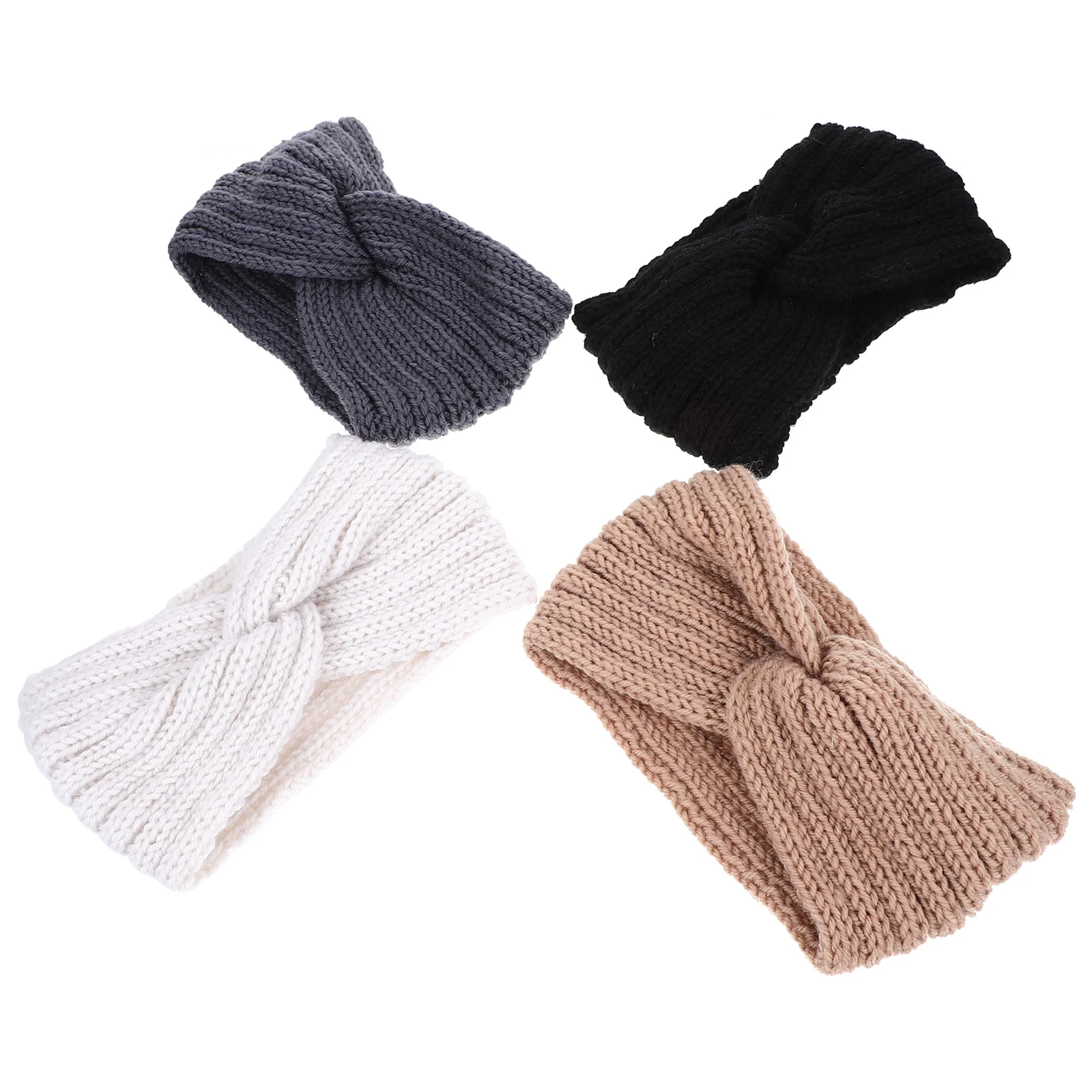 

4pcs Ear Head Cover Women Headband Splice Beige Light Tan Hair Accessories for Daily Wear Chic Cross Design Face Wash
