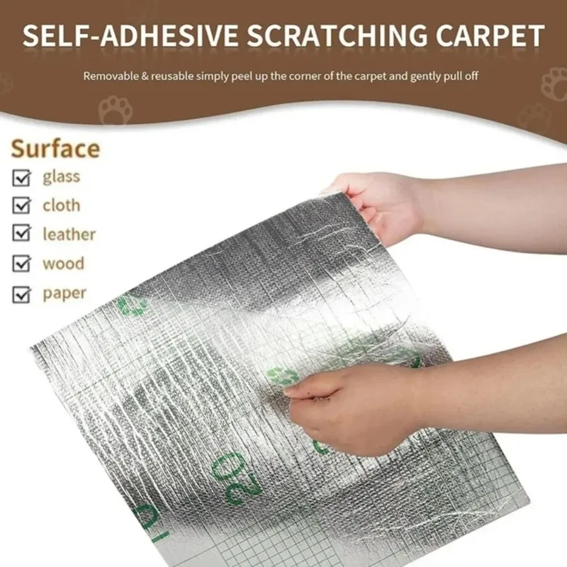 Self-Adhesive Cat Scratching Mat Trimmable Cat Carpet Cat Scratching Carpet Corner Wall DIY Scratch Sofa Furniture Protector - view 4