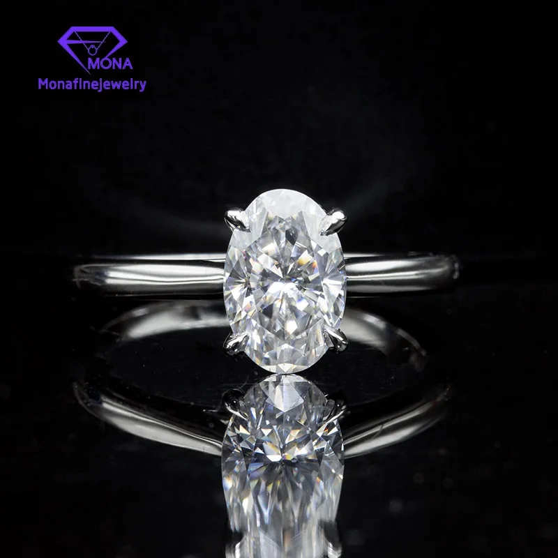 Single Stone Advanced Customization 1Carat 14K Oval Hybird Cut Moissanite Ring Lady's Diamond Ring