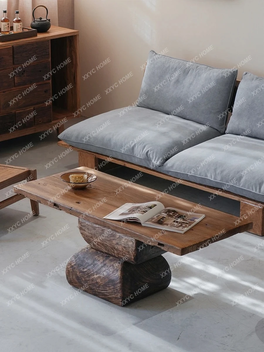 

Журнальный столик L Sandy Wind из массива дерева для гостиной, простой ретро-столик, маленький столик в стиле дзен для татами