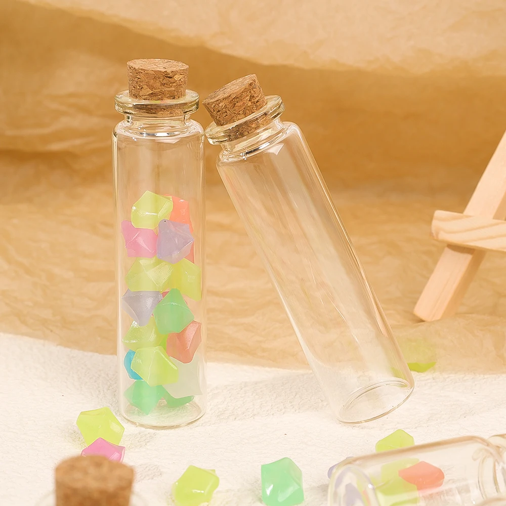 10Pcs DIY Wishing Bottle Mini Glass Bottles with Cork Transparent Empty Message Bottle Christmas Wedding Party Decor Accessories