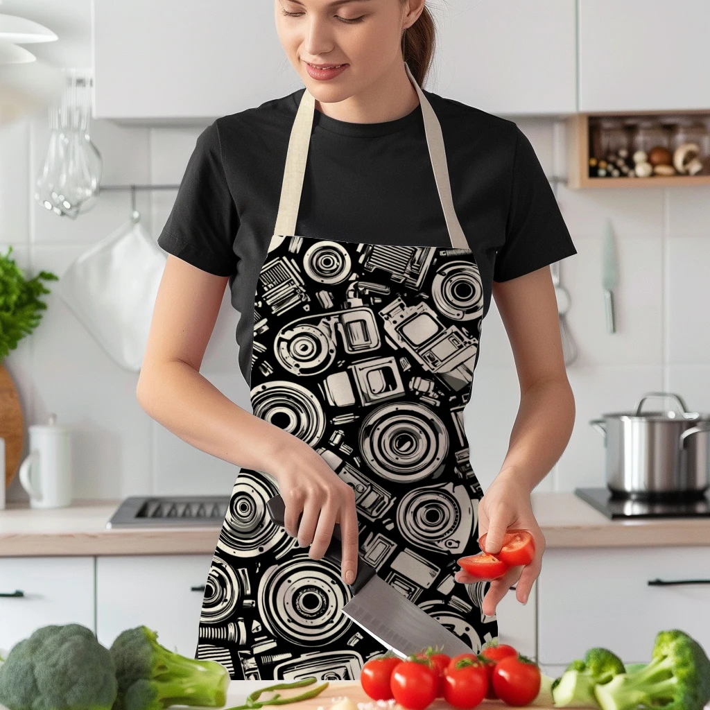 Vintage Mechanical Pattern Polyester Apron - Stylist Apron For Art Creation, Practical Polyester For Art Studio & Home Use