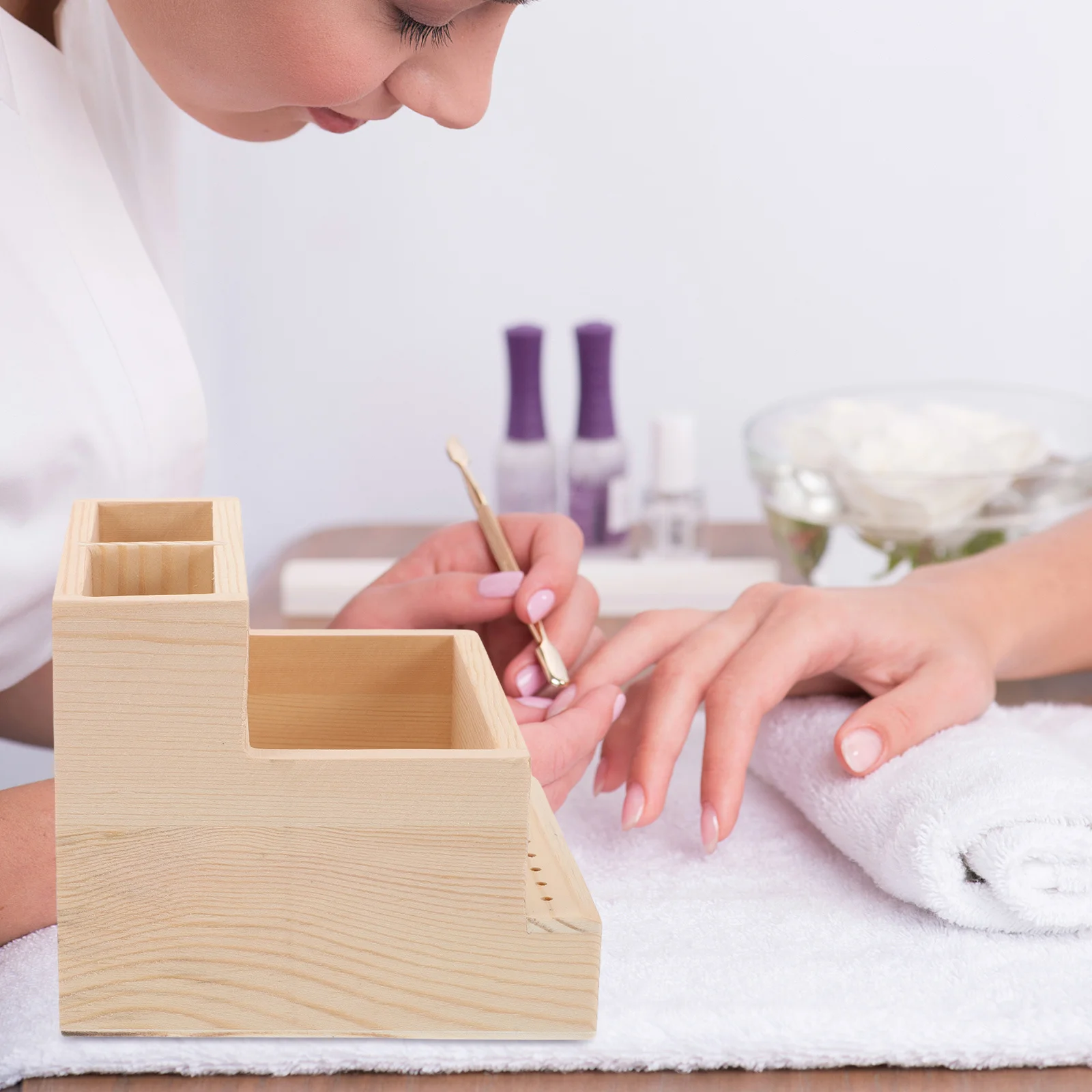 

Large Capacity Wooden Nail Drill Bit Organizer Case Manicure Tool Storage Box Grinding Display Rack For Nail Salon Supply