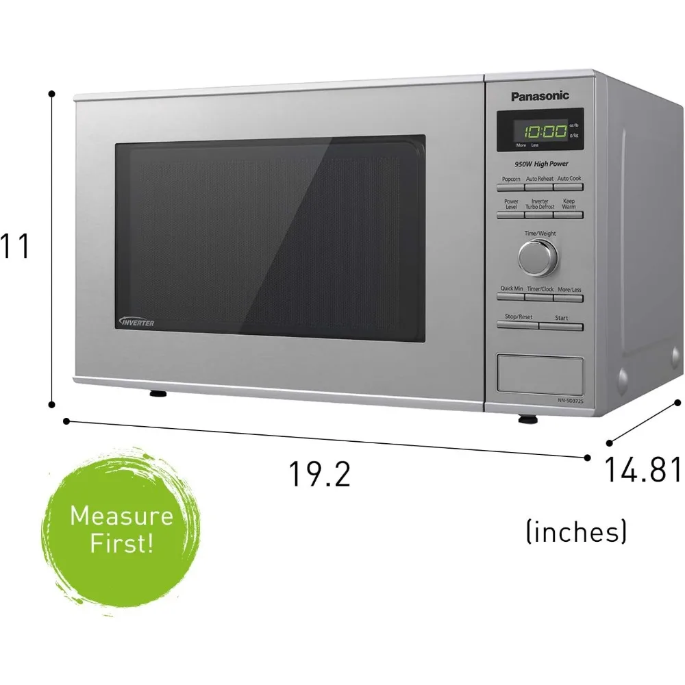 Microwave Oven NN-SD372S Stainless Steel Countertop/Built-In with Inverter Technology and Genius Sensor, 0.8 Cu. Ft, 950W