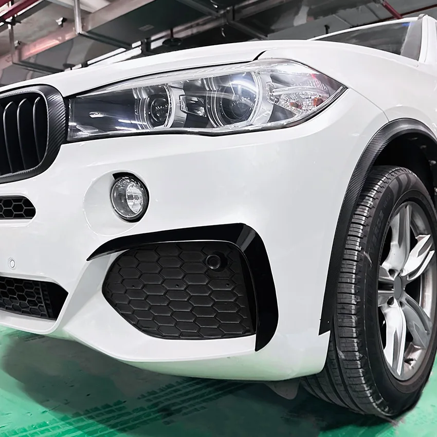 Glossy black/Carbon look Car Front Bumper Splitter Side Spoiler Air Vent Wind Knife Body Kits For BMW X5 F15 M Sport 2014-2018