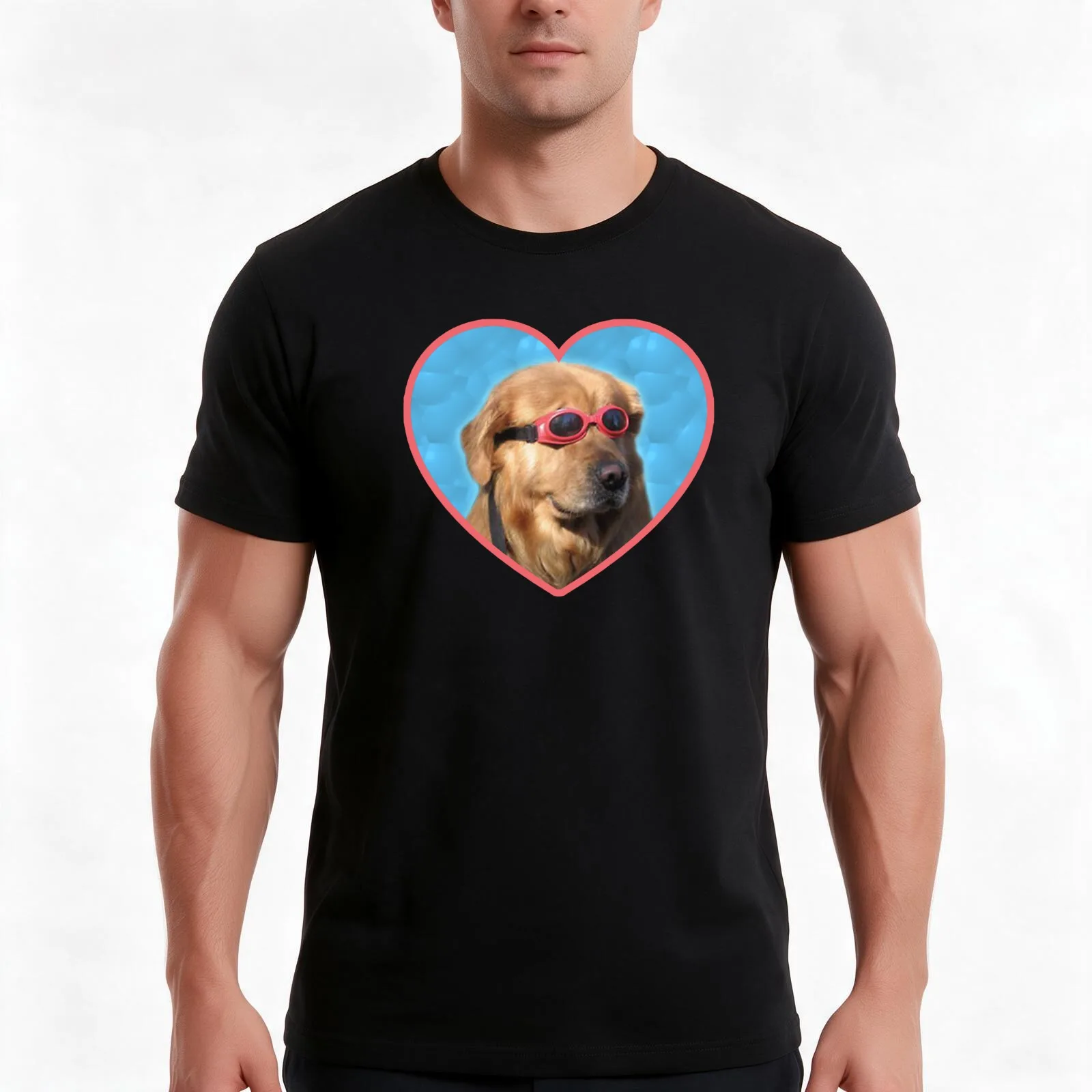 Doggo Stickers: Swimmer Dog T-Shirt Summer Casual Cotton Tee Oversized Streetwear Tops Vintage Graphic Print 100% Cotton