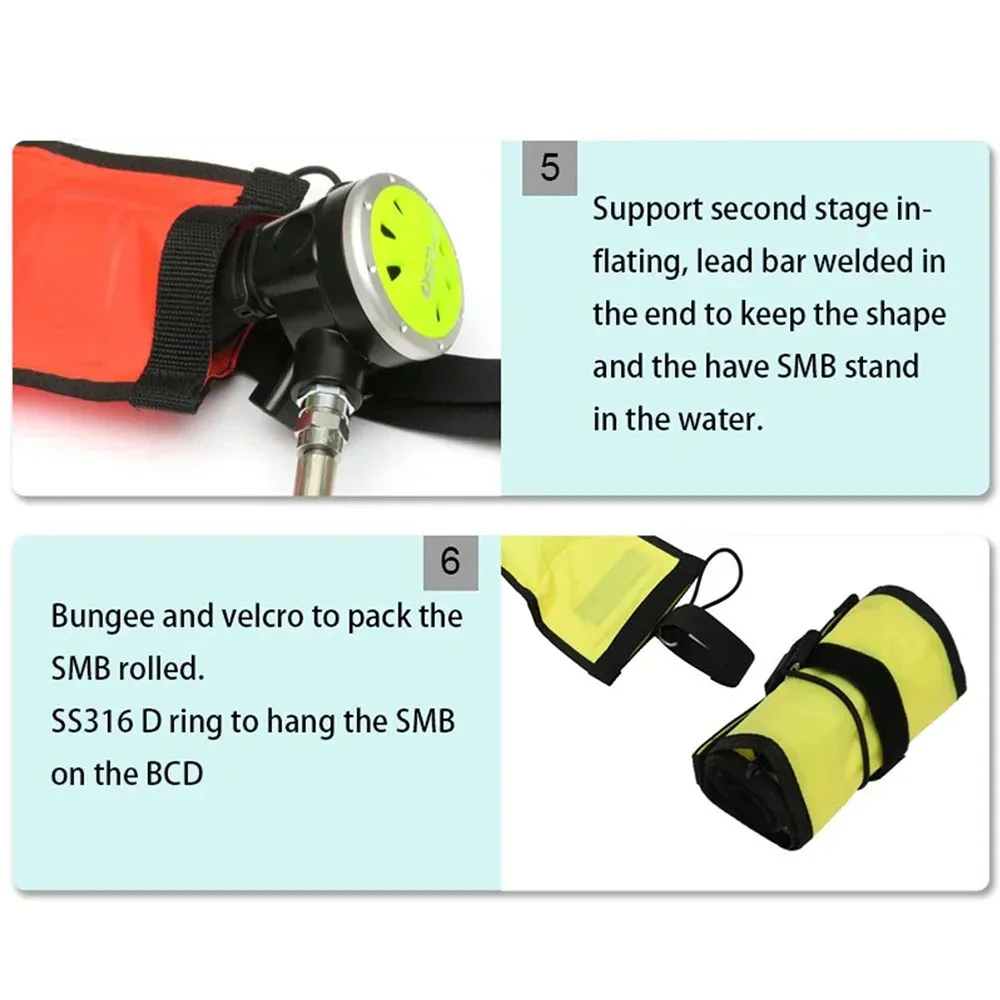 الغوص SMB سلامة السجق العوامة 210D النايلون السيارات ختم السطح العوامة الغوص وضوح عالية في الهواء الطلق نفخ إشارة الطوارئ #4
