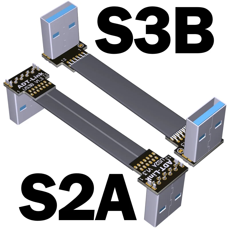 FPV USB 3.0 타입 A 축 엘보 어댑터, HDTV AV 멀티콥터 항공 사진용 플랫 USB 케이블, 5cm-300cm FPC 리본, 90 도