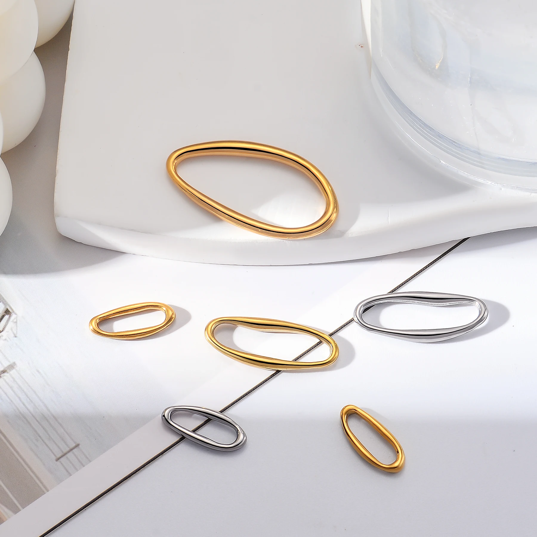 20 Stück Edelstahl Geometrische Verbindungsstücke Runde Ovale Herzförmige Fassungen Charm Ohrring-Zubehörteile für DIY Schmuckherstellung – Detail 5