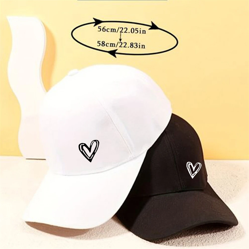 1 Piece Solid Color Heart Printing Pattern Baseball Cap for Women Men Baseball Hats Suitable Travel, Shopping Daily Leisure