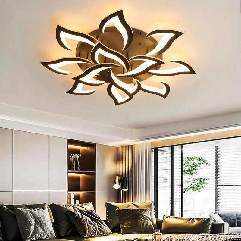 

White Flower LED Chandeliers Dining Living Room Bedroom Nordic Minimalist Study Room Chandeliers Home Indoor Lighting Decor Lamp