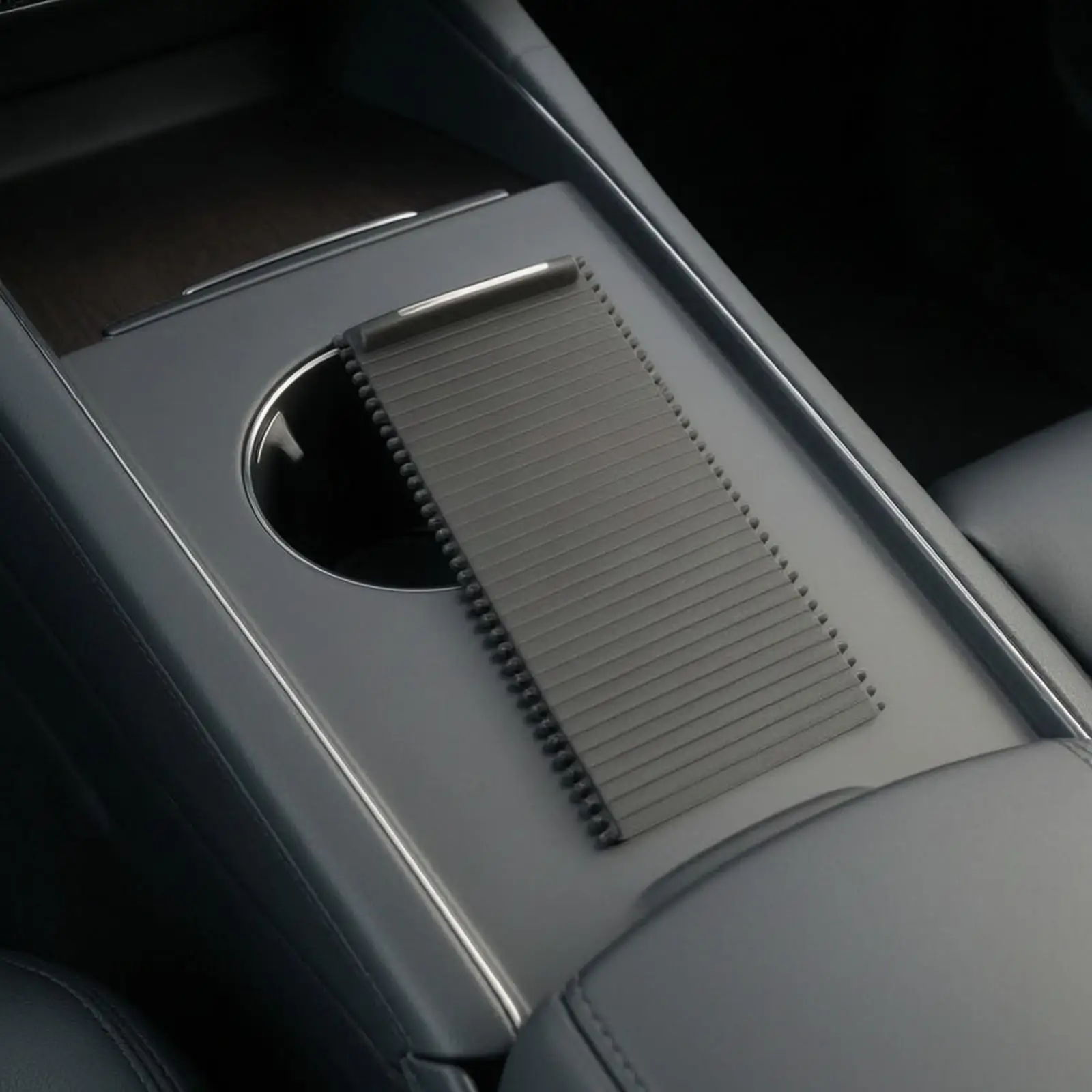 Automotive Center Console Cup Holder Cover Flexible Replacement Cup Holder Sliding Cover Auto Part Ribbed Easy Installation