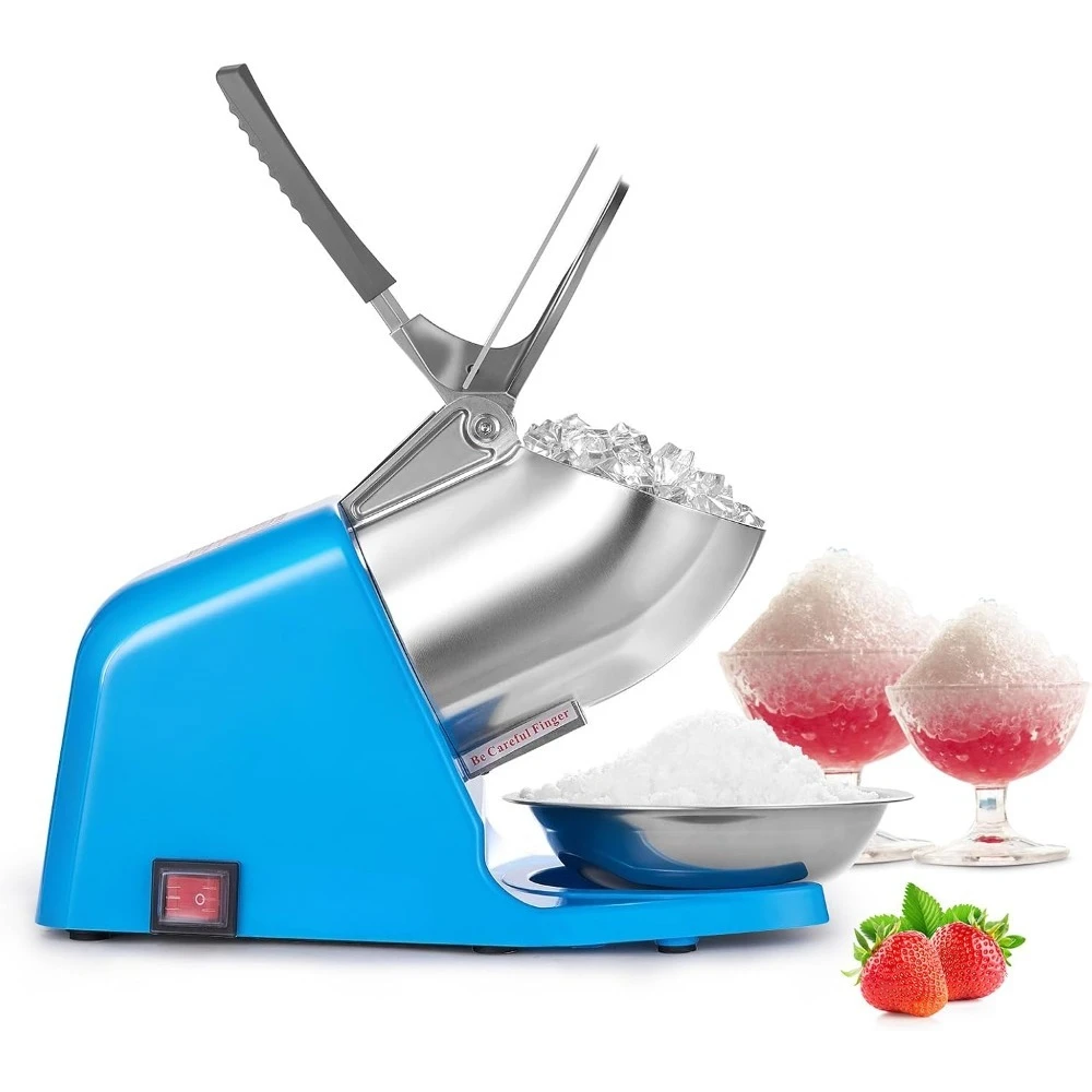 

Ice Crusher Machine, 286lbs Per Hour Electric 4 Blades Snow Cone Maker, Stainless Steel Shaved Ice Machine with Bowl and Cover