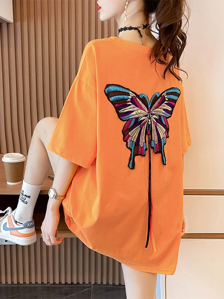 2023 New Butterfly Embroidery Loose T-shirt for Women