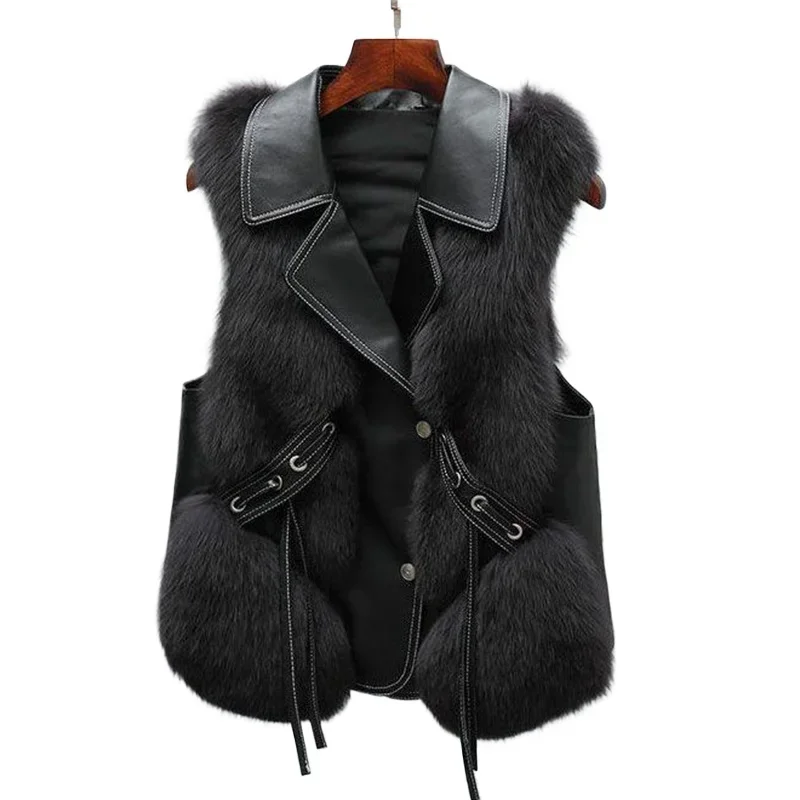 

Fur Jacket Coat Women's Vest 2024 Autumn and Winter New Style Short Outerwear Student Clothing