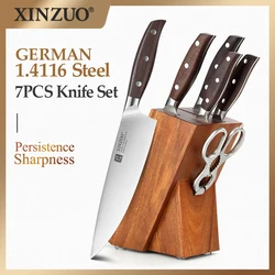 XINZUO 7PCS Küche Messer Set Beschläge Deutsch 1,4116 Edelstahl Sharp Chef Santoku Schäl Cleaver Küche Schere Werkzeug Set