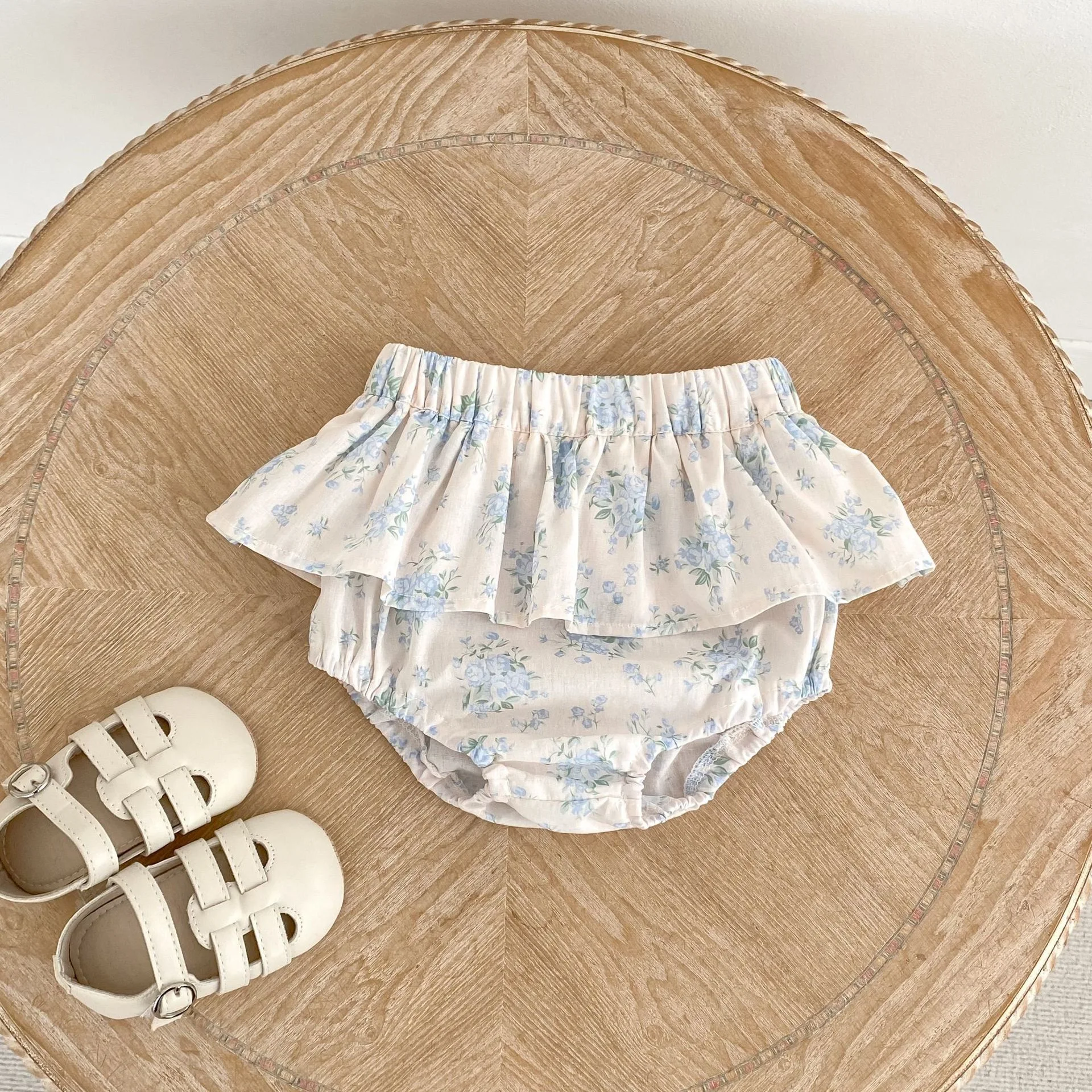 2026 Summer Trendy Girls' and Infants' Elasticated Pants with Multi-color Print and Burp Cloth Design