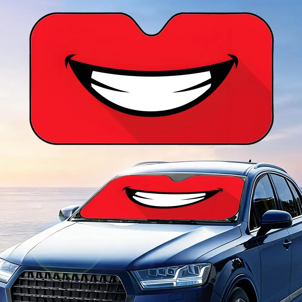 

Smile Sun Visor Reusable Aluminum Foil Windshield UV Protection Heat Insulation Cover Sun Visor Shade