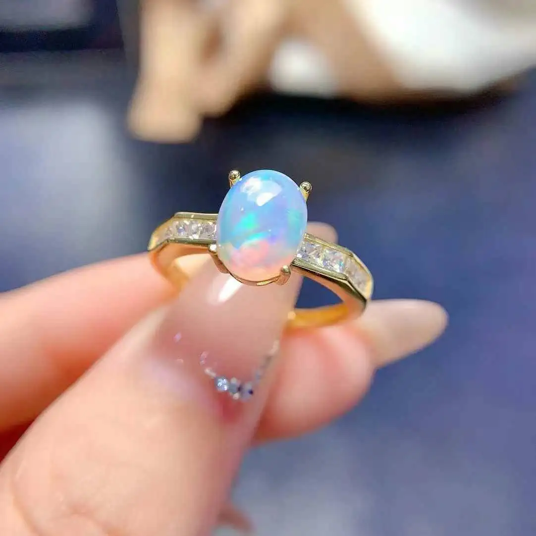 Natural Real Opal Ring Top Quality 925 Sterling Silver Classic Women Wedding ring Fine Jewelry