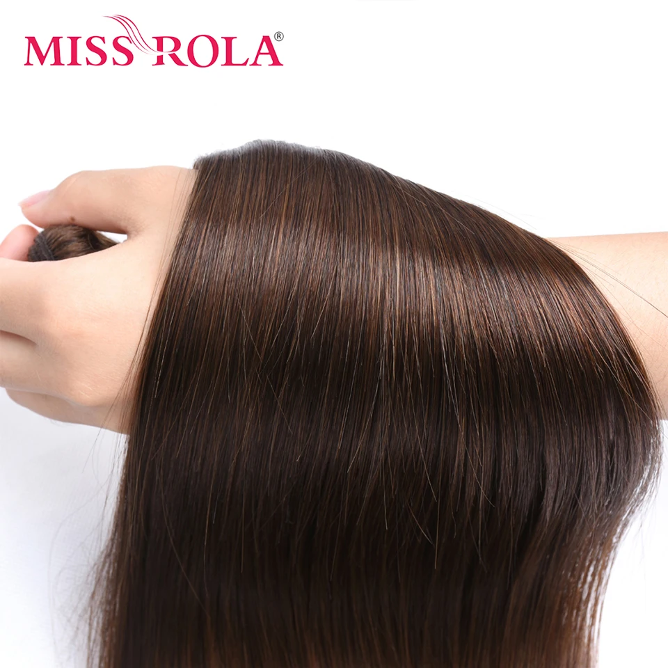 Miss Rola-extensiones de cabello humano liso para mujer, mechones de pelo Remy brasileño, 99J Rubio, BUG Ombre, doble trama, 1/3/4 mechones, 27 #