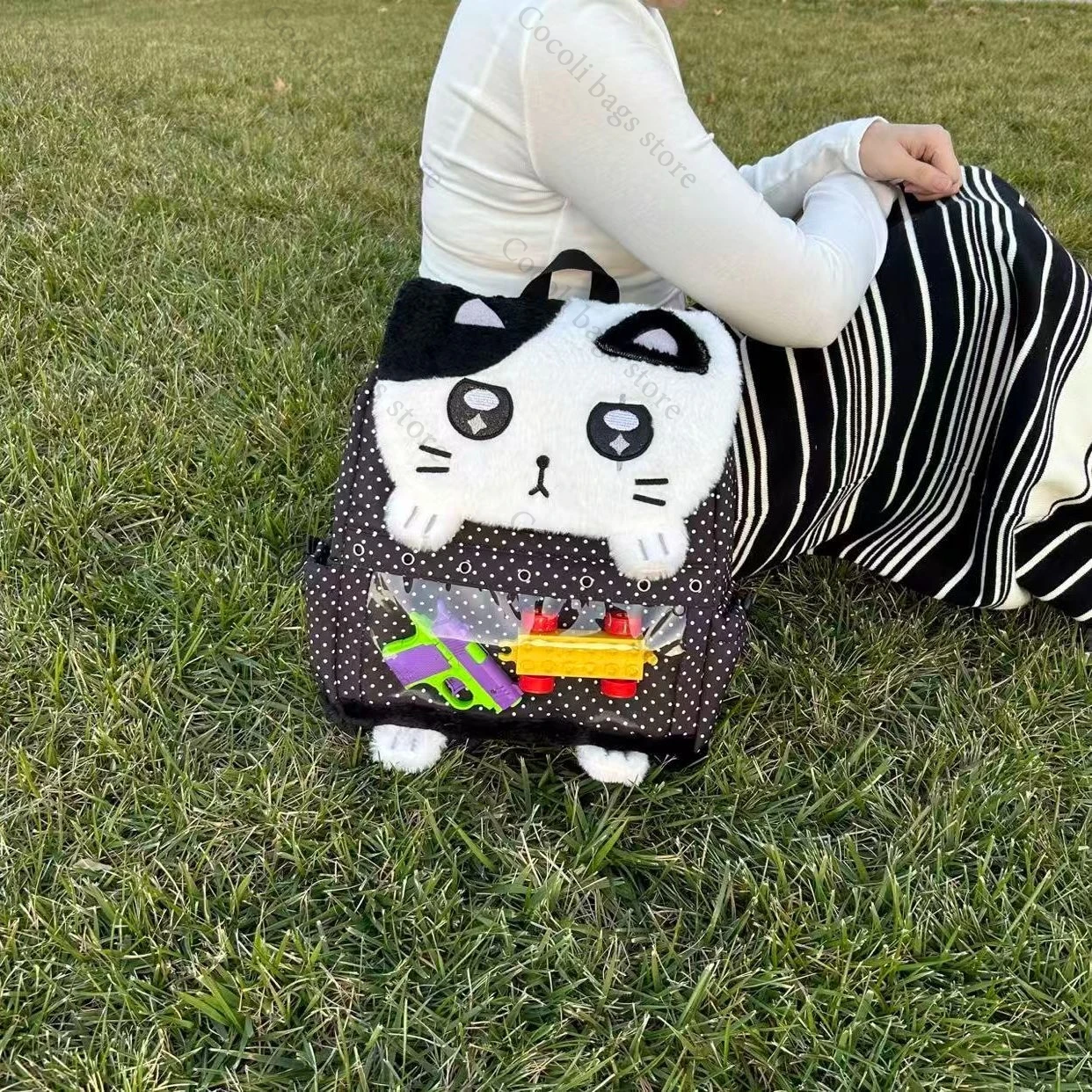 Плюшевый рюкзак Kitty с вышивкой и декором Ita Bag Kawaii Itabag Рюкзак для женщин Женская сумка большой вместимости Женский рюкзак