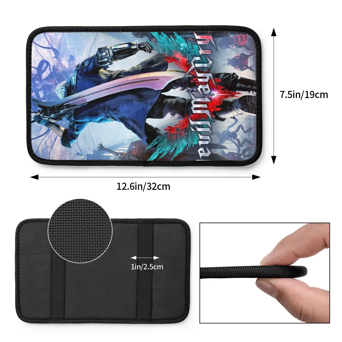 Car Armrest Cover Mat Leather D-Devil May Cry DMC Game Center Console Cover Pad Car Interior Cushion Storage Box Pad Cushion