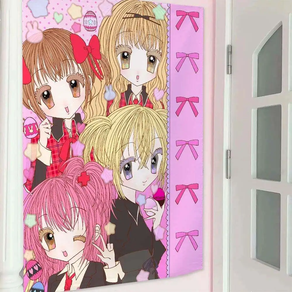 Cute Girls Bedroom Wall Tapestry Decorative Hanging Cloth with Background Illustration for Dormitory Bedside