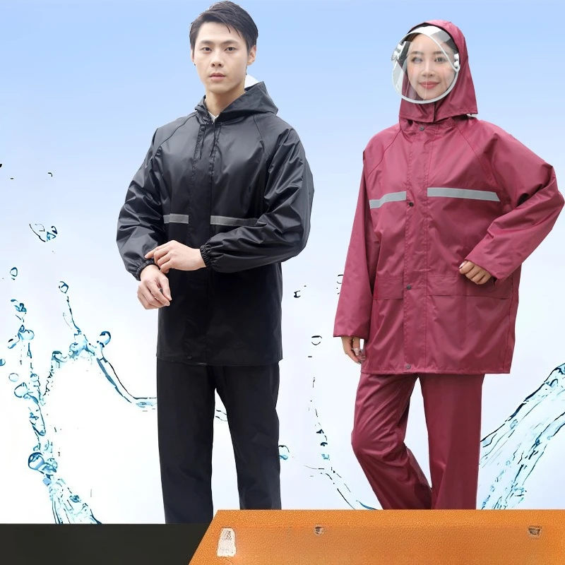 Raincoat and Rainpants Suit Full Body Rainstorm Prevention Electric Bicycle Motorcycle Takeaway Riding Reflective Split Raincoat