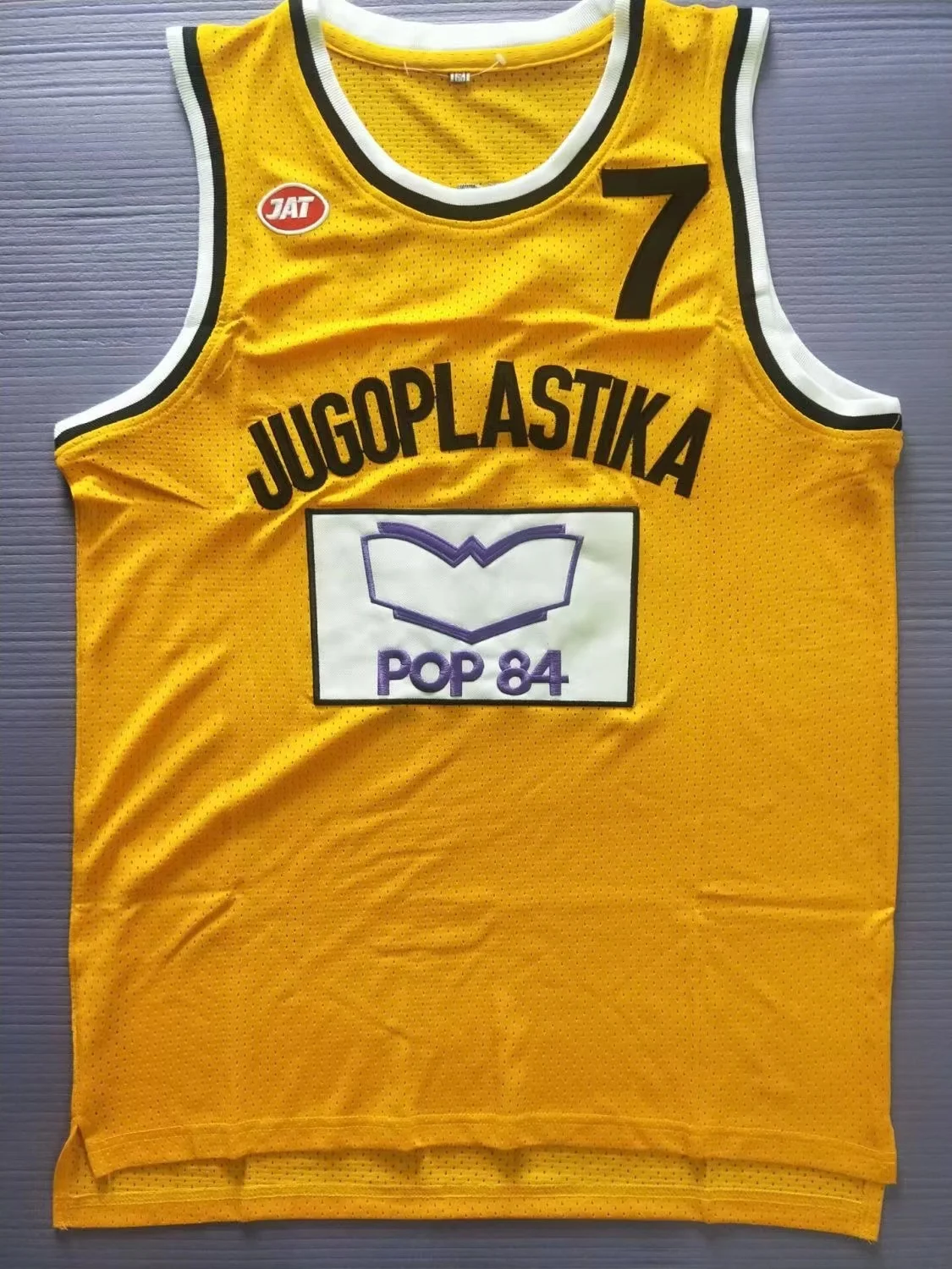 Movie version yellow basketball jersey No.7 Men's Croatia JUGOPLASTIKA 7 KUKOC embroidery outdoor quick-drying breathable