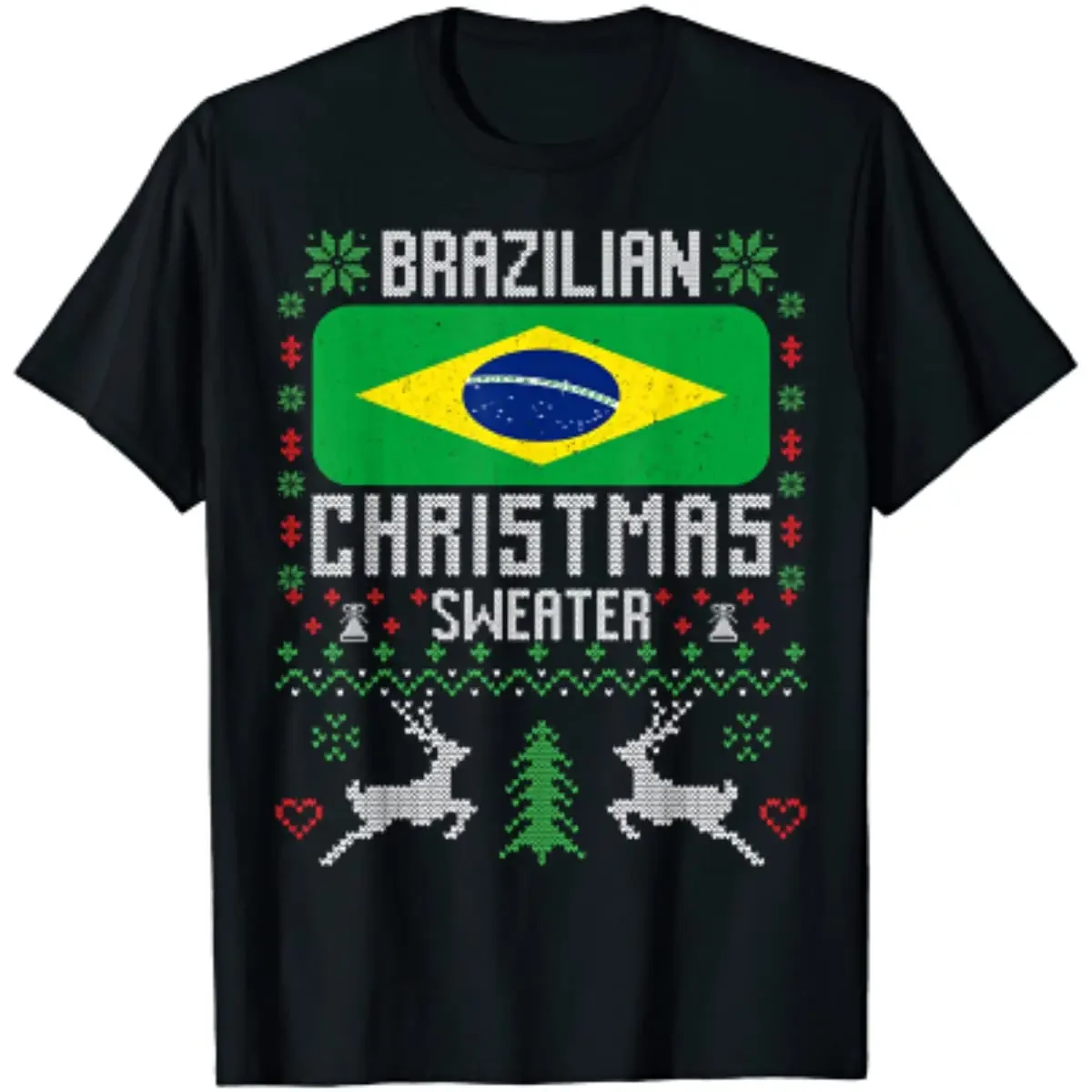 Brazil Flag Brazilian Christmas Sweater Men T-Shirt Short Sleevve Casual Cotton Boys T-Shirts