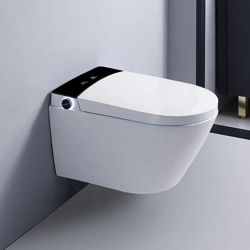 Concealed Cistern Modern One Piece Toilet Bowl Wall Mounted Ceramic Rimless Electric Intelligent Wc Wall Hung Smart Toilet