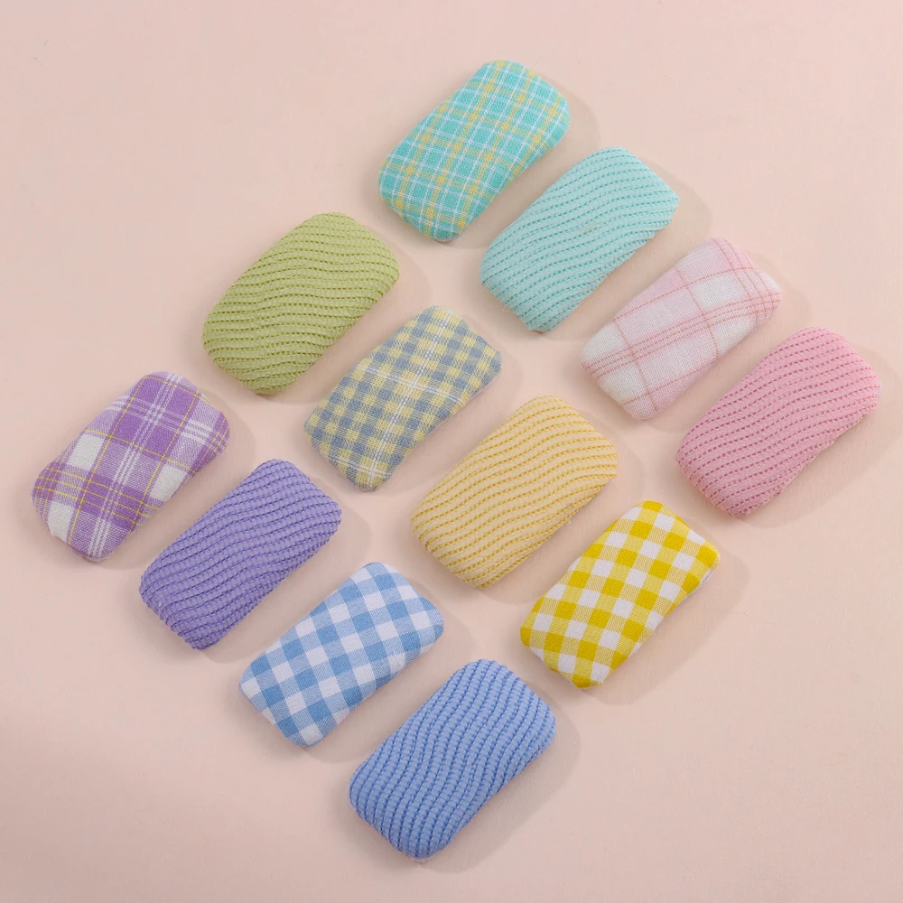 2 stücke Süße Candy Farbe Stoff Grid Haar Clip Für Mädchen Baby Prinzessin Haarnadeln Kinder Plaid Barrettes Kinder Weiche Grips