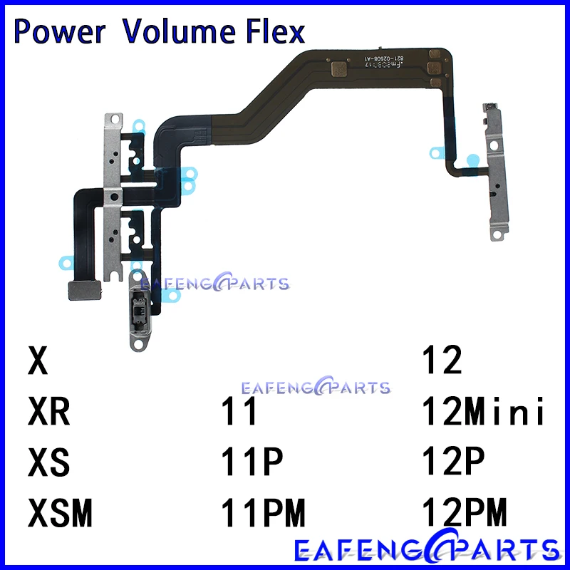 

Power On Off Volume Flex for IPhone X Xr Xs 11 12 Mini Pro Max Switch Side Button Key Ribbon Silent Mute Flex Cable