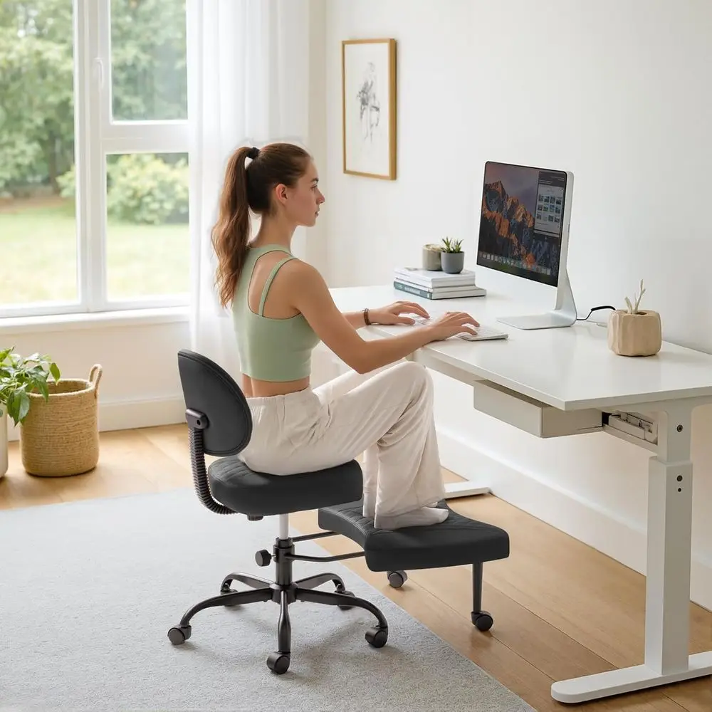 

Ergonomic Criss Legged Oice Chair with Wheels, 360°Swivel Adjustable Height Kneeling Desk Chair with ootrest or ADHD, Yoga, Medi