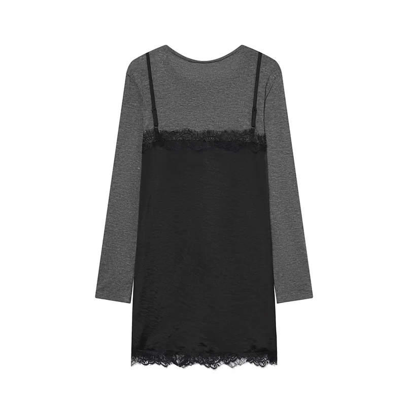 Tidalyf 2026 جديد المرقعة الدانتيل فستان المرأة ربيع موضة سليم س الرقبة فستان قصير المرأة شيك مريح الشباب فستان مناسبات #4