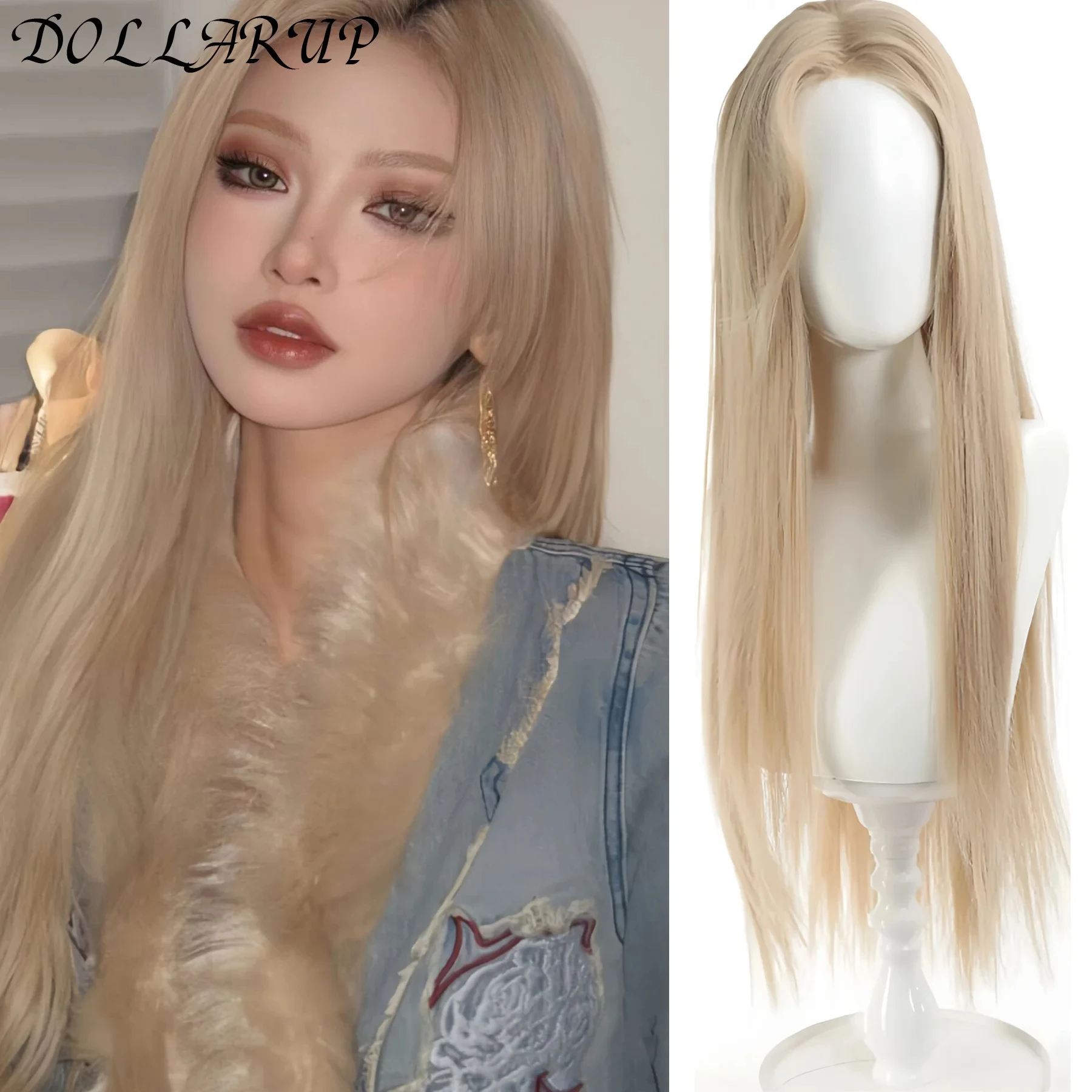 LM Synthetic Wig Long Straight Hair With Bangs Long Curly Hair Ponytail Extensions Dirty Braids Halloween Christmas Gifts