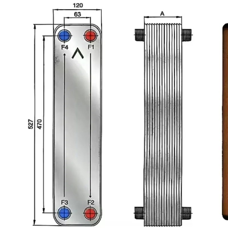 Stainless Steel Plate Heat Exchanger FHC060F For Heat Pumps Energy Storage CE&UL Certified Corrosion Resistant Materials
