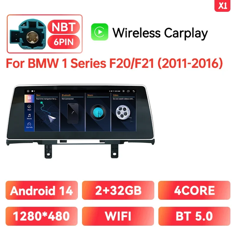 Xonrich Draadloze Carplay Android Multimedia Scherm Voor Bmw 1/2/3/4 Serie F20/F21/F30/F31/F33/F34/F36 Nbt Ips Display 10.25''