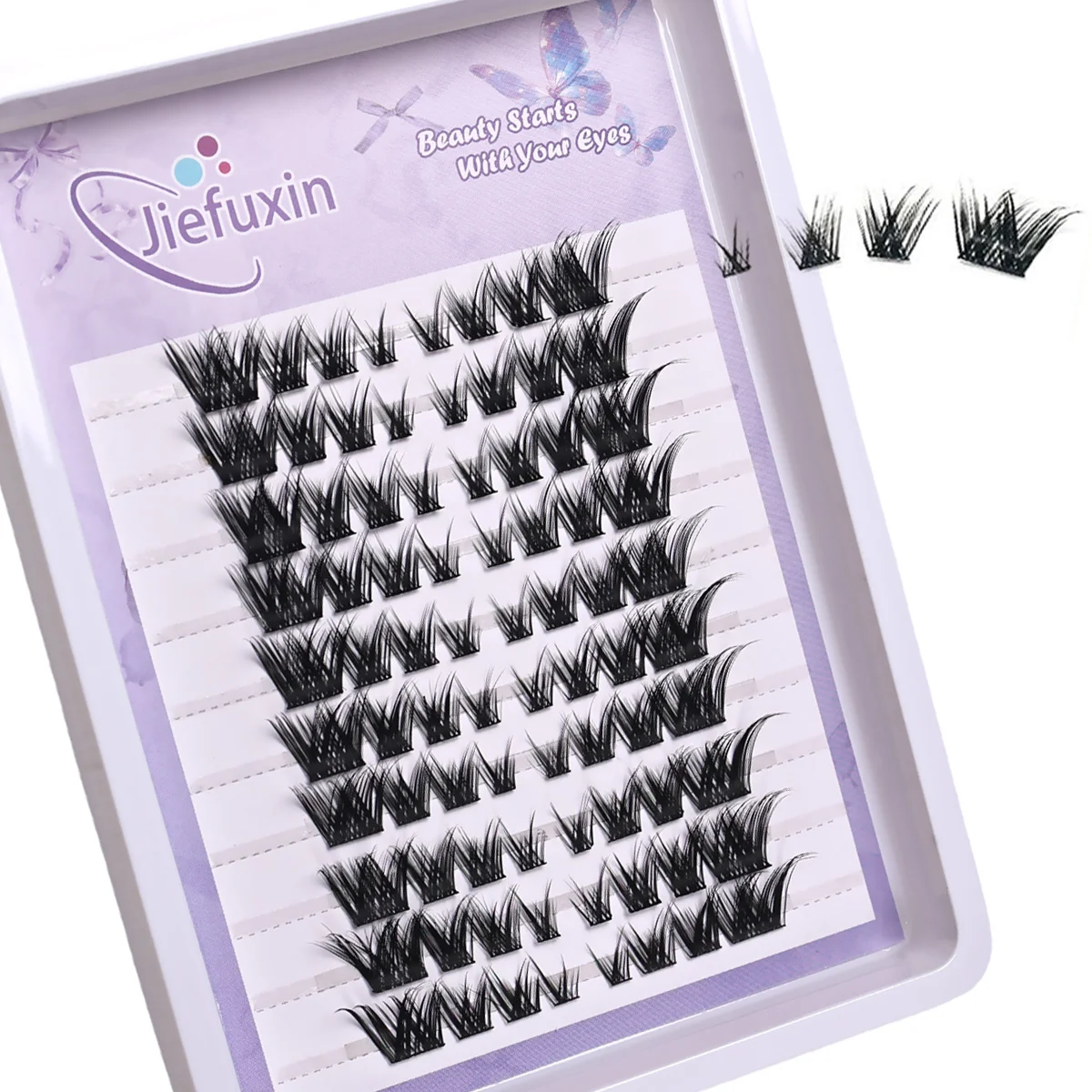 Anfängerfreundliche 10-reihige Fox-Style Comic Cluster Wimpern Einfache DIY Selbstklebende Segmentierte Künstliche Wimpern – Detail 6