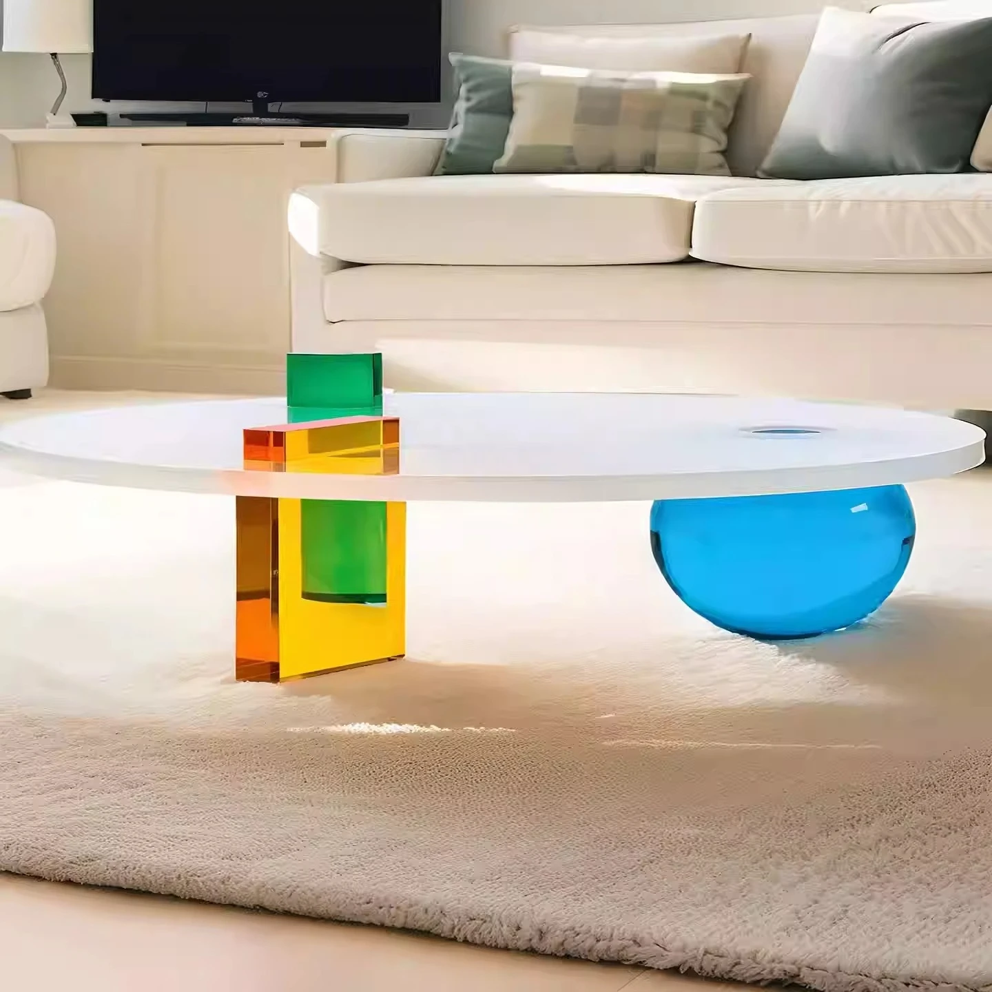 fc- Arrival Creative Design Living Room Furniture Matte Acrylic Coffee Table Interior Home Furniture Thickened Acrylic Tea Table