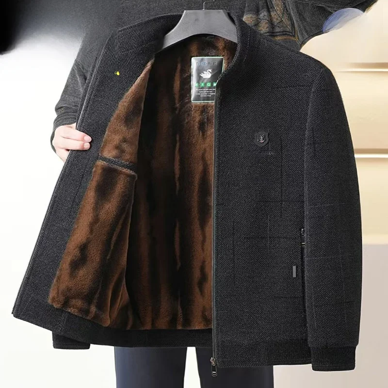 

Утепленная хлопковая куртка-пальто для мужчин среднего возраста, осенне-зимняя, повседневная, деловая, на молнии