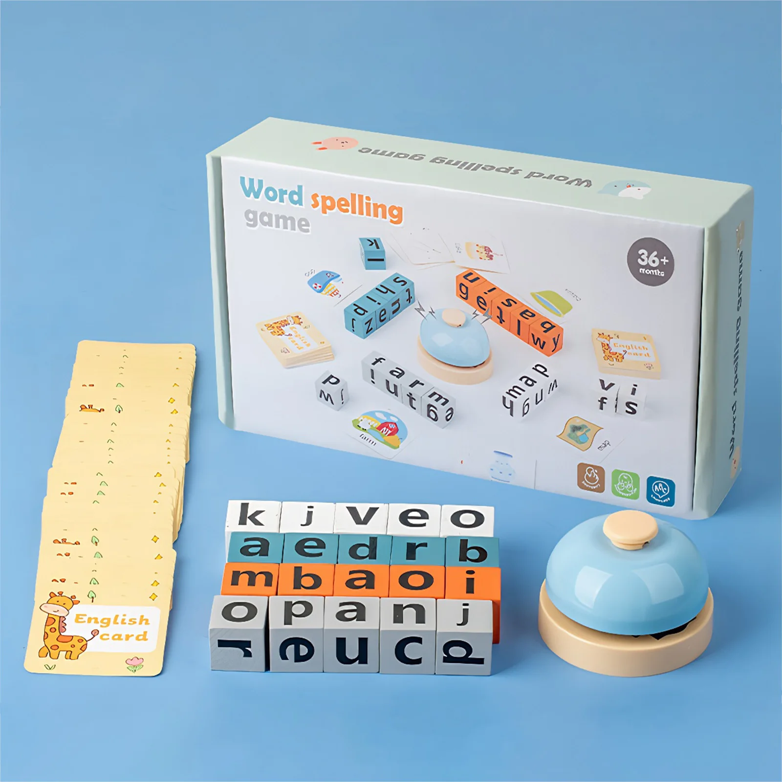 

Word Race Spelling Games 64 Flashcards & 20 Blocks Wooden Blocks Spelling Game for Ages 3-8 Preschool Learning And Classroom Fun