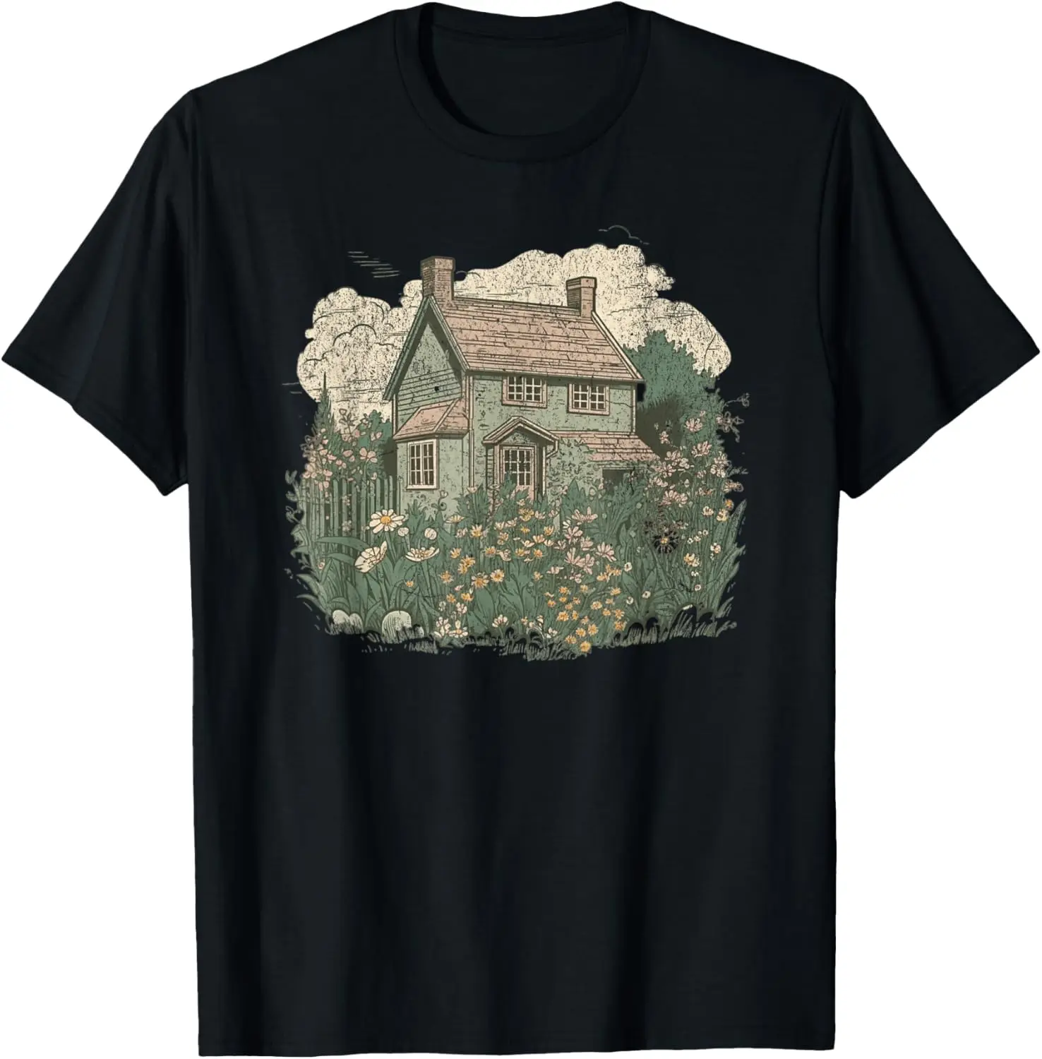 かわいい Cottagecore フローラル ハウス美的ガールズ レディース グラフィック T シャツ