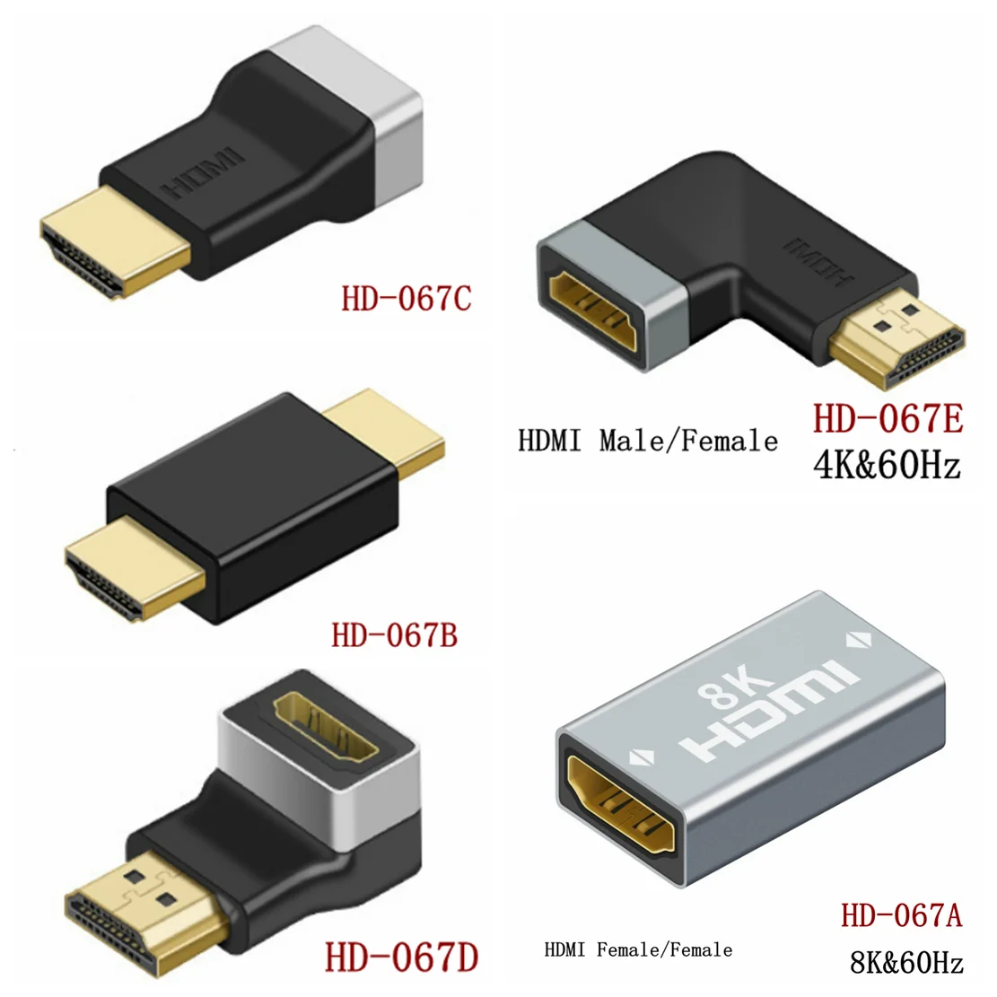 Ângulo direito macho para fêmea conversor, extensor compatível com HDMI, mini conector micro, micro 2.0v, 4k, 8k hd, 90, 270 graus, 1pc