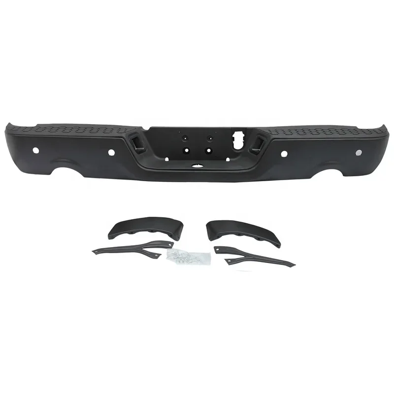 Cutting Style Black Rear Bumper Assembly W/ Exhaust Holes W/Sensor For 2009-2018 Dodge RAM 1500