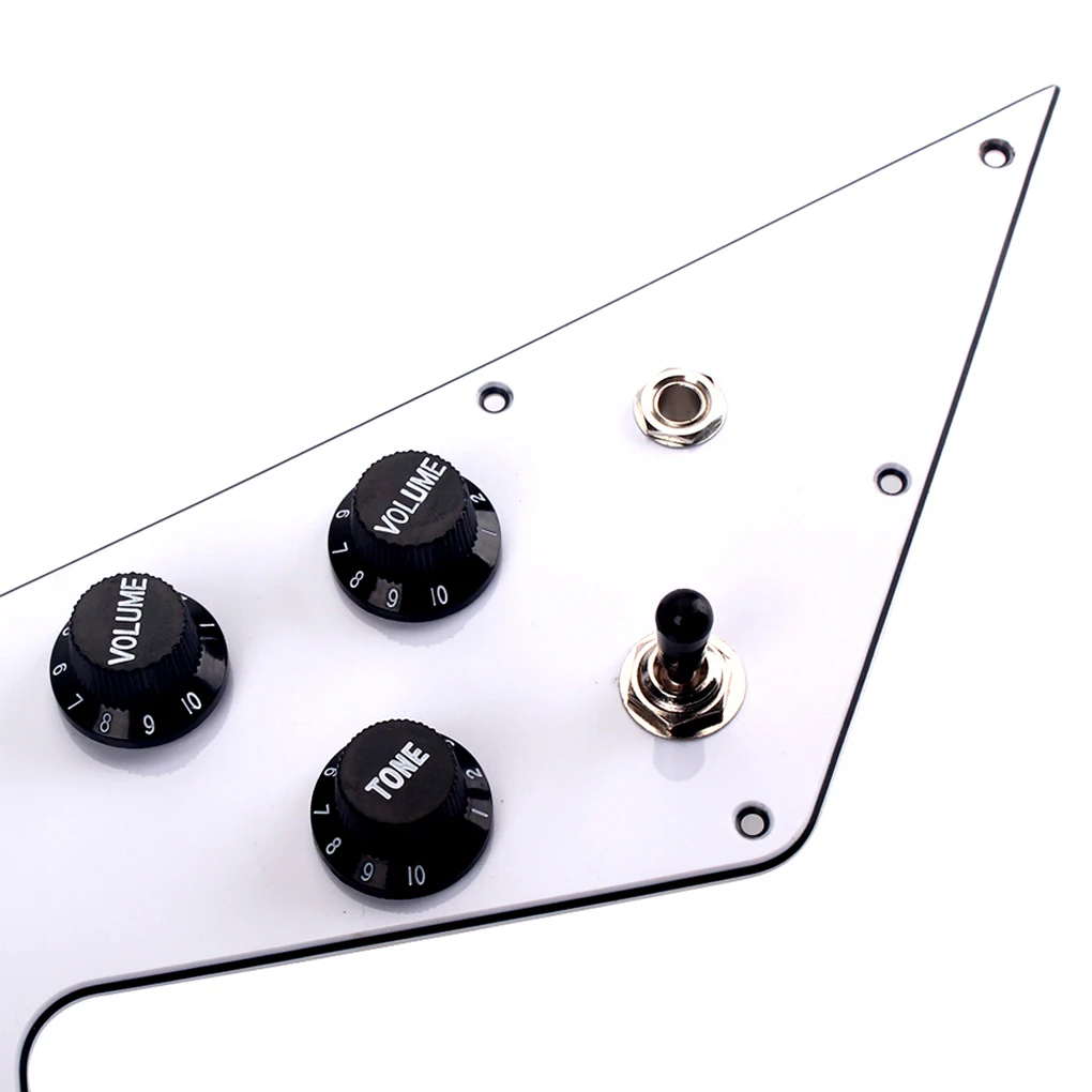 Guitar Pickguard V Scratch Plate 12 Holes Pickup Replaceable Part 3 Way Switch Attachment String Protective Supply